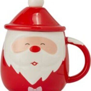Santa Claus Mug with Santa Hat Lid and Spoon